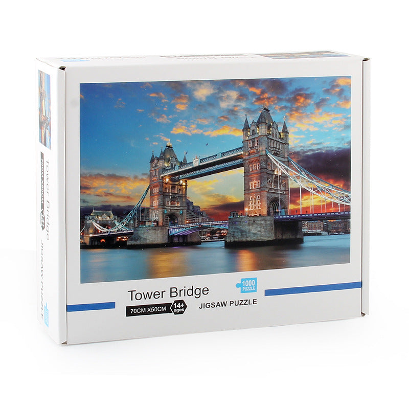 1000-Piece Puzzle Toy For Adults, Tower Bridge Landscape Painting Jigsaw Puzzle - Sophie Gift Shop