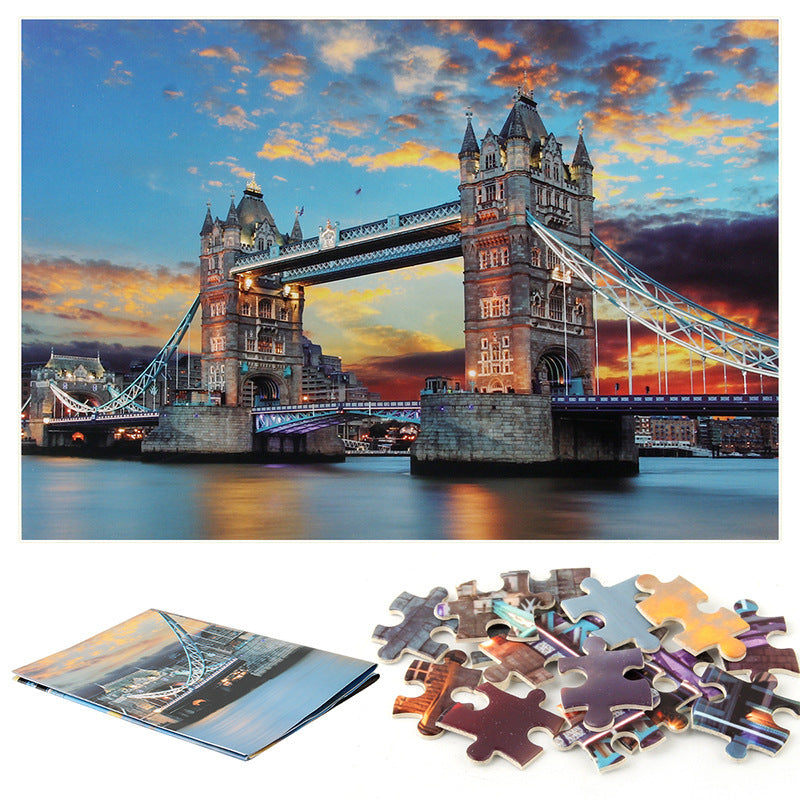 1000-Piece Puzzle Toy For Adults, Tower Bridge Landscape Painting Jigsaw Puzzle - Sophie Gift Shop