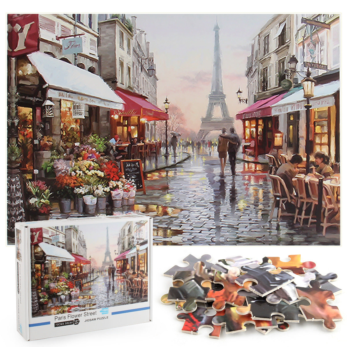 Eiffel Tower Flower Street Jigsaw Puzzle 1000PCS