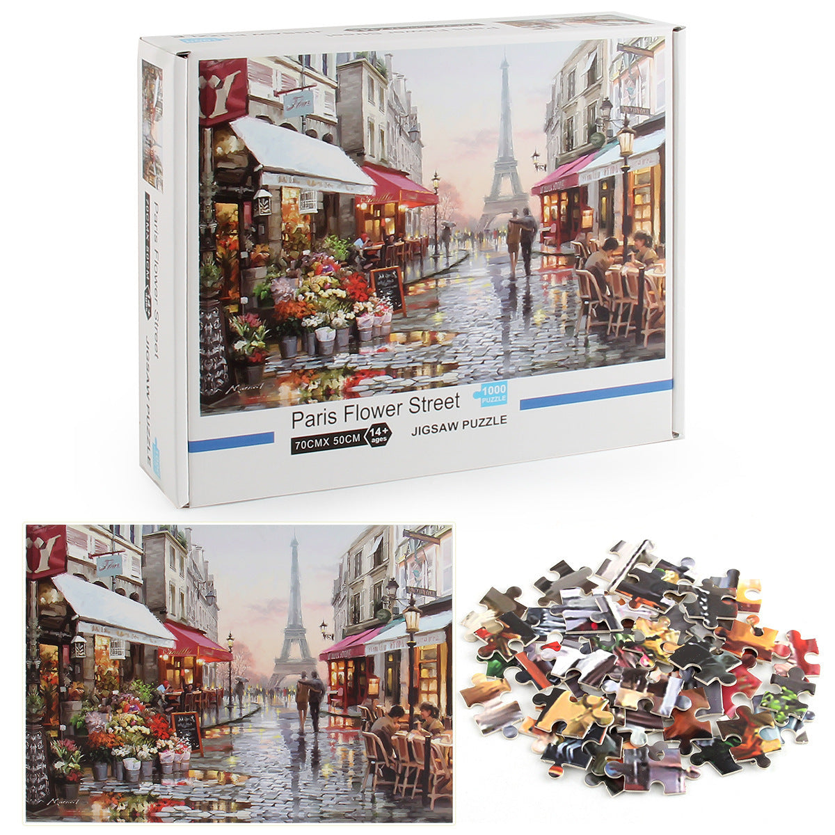 Eiffel Tower Flower Street Jigsaw Puzzle 1000PCS