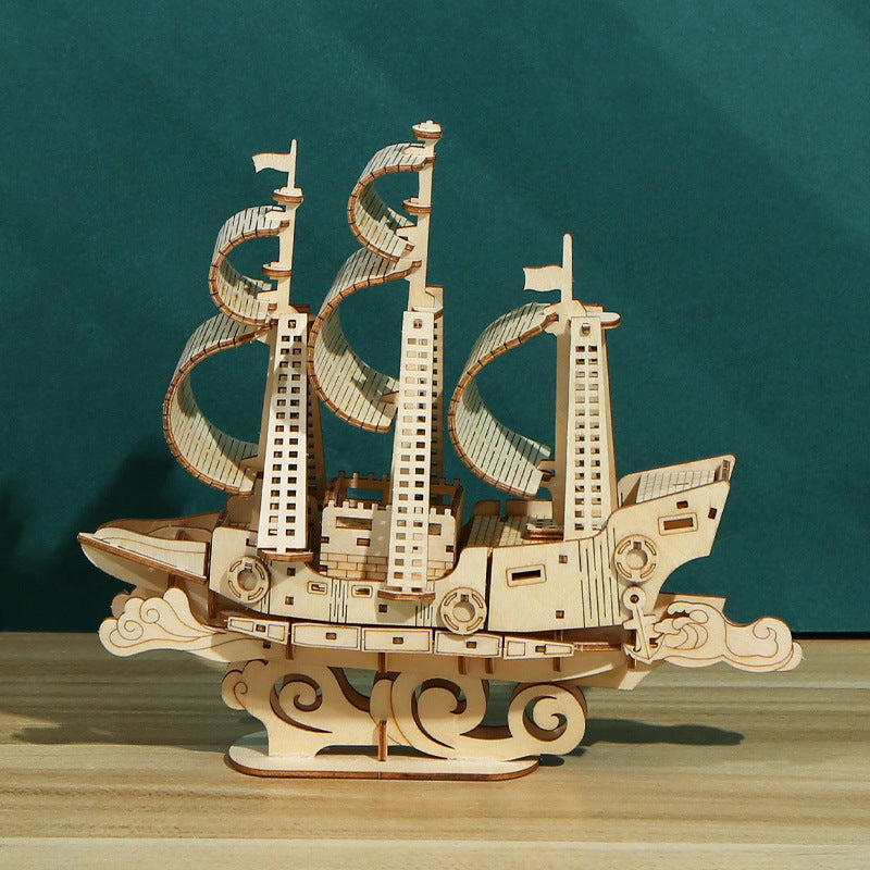 3D Basswood Sailing Ship Puzzle - Sophie Gift Shop