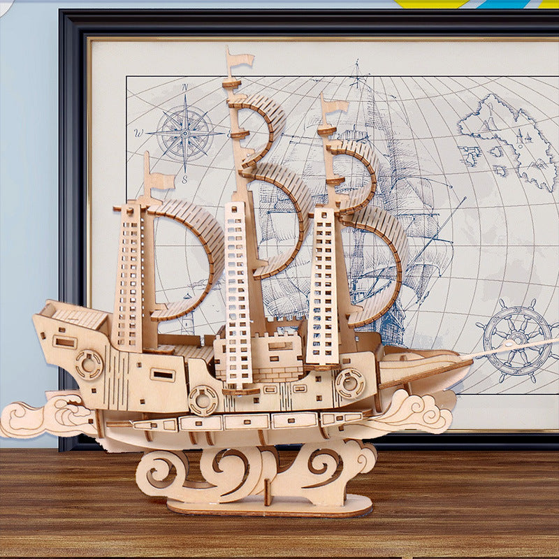 3D Basswood Sailing Ship Puzzle - Sophie Gift Shop