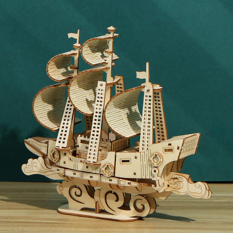 3D Basswood Sailing Ship Puzzle - Sophie Gift Shop