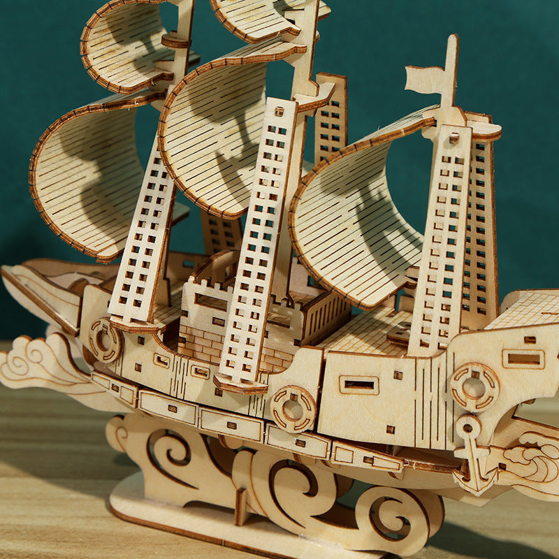 3D Basswood Sailing Ship Puzzle - Sophie Gift Shop