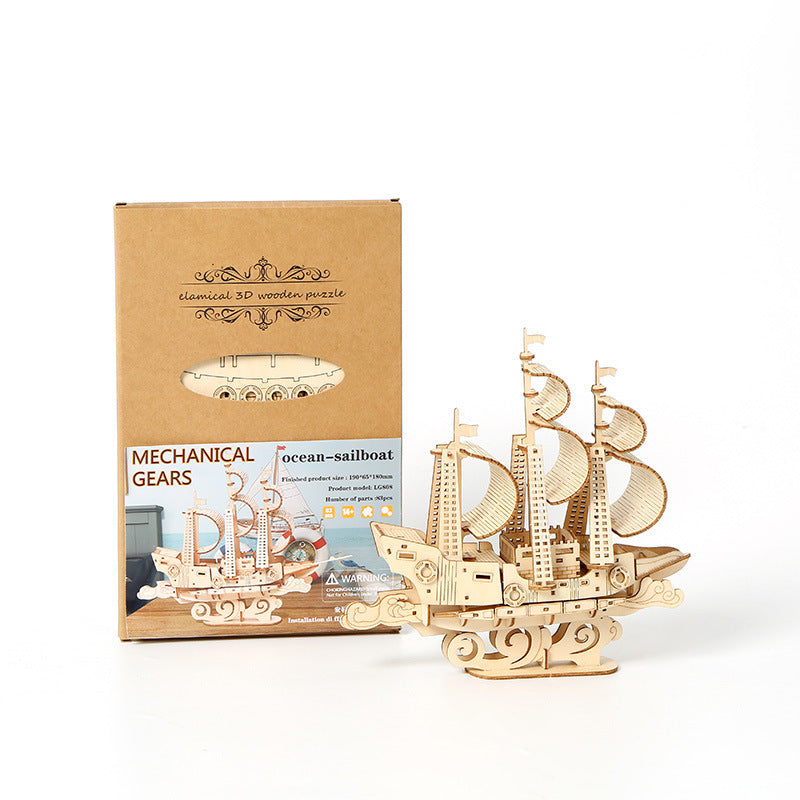 3D Basswood Sailing Ship Puzzle - Sophie Gift Shop