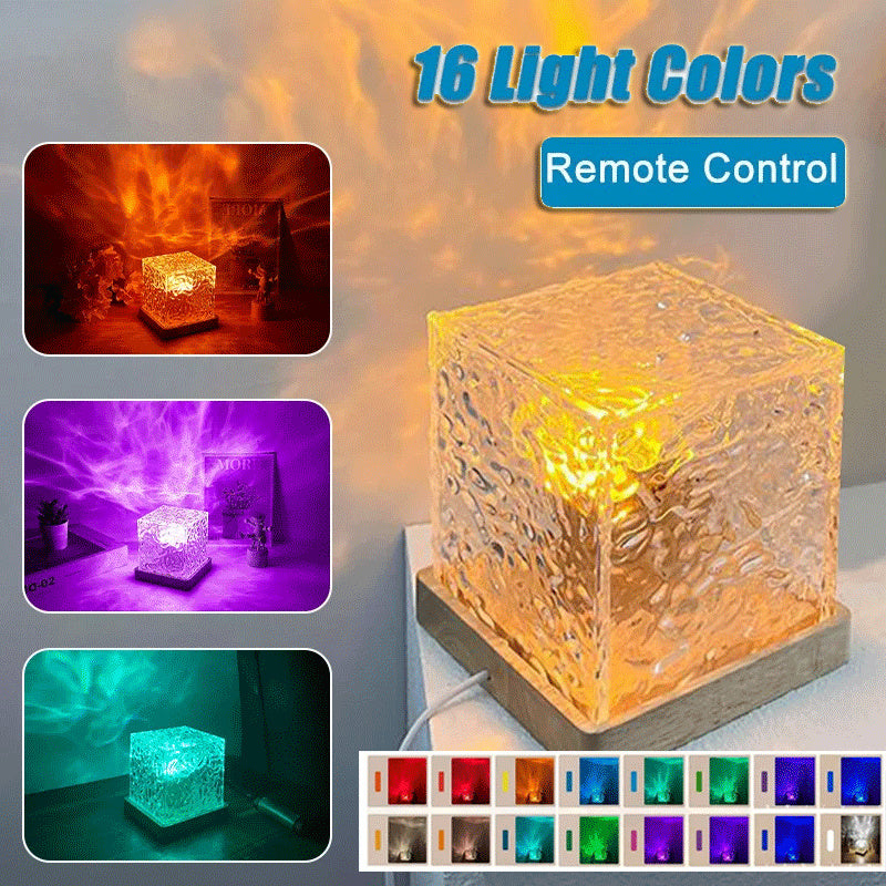 3D Water Ripple Night Light: 16 Colors, USB-Powered, Remote Control - Sophie Gift Shop